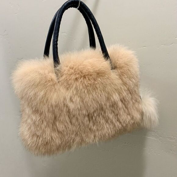 Handmade Luxury Real Fox Fur Tote/Crossbody & Fur Ball Keychain/Bag charm - Picture 8 of 16